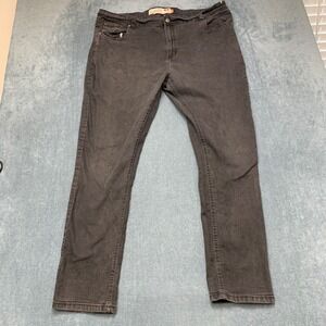 Huntington Jeans Mens 46x30 Black Denim Cotton Stretch Dark Wash Regular Fit